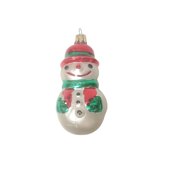 Vintage Mercury Glass Czech Republic Snowman Christmas Ornament 4" - Picture 1 of 5